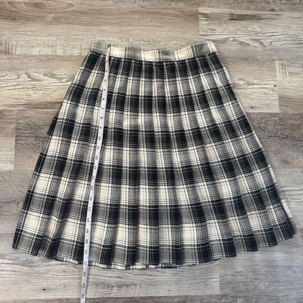 Vintage 90s Talbots Plaid Pleated Skirt Black White Made USA Preppy Academia 8 - Picture 7 of 7